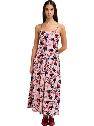 RVCA Love Birds Maxi Καλοκαιρινό Καθημερινό Φόρεμα Μεταξωτό Ροζ EVJWD03004-MGT0