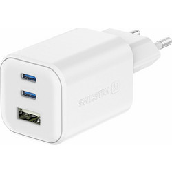 Swissten GaN Φορτιστής χωρίς Καλώδιο με Θύρα USB-A & 2 Θύρες USB-C 65W Power Delivery