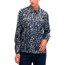 Fibes Fashion Μακρυμάνικο Γυναικείο Πουκάμισο Πολυεστέρα Animal Print Μπλε 03-7229