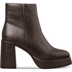 Envie Shoes Γυναικεία Μποτάκια Αστραγάλου Δερμάτινα Σοκολατί με Χοντρό Πολύ Ψηλό Τακούνι E45-22430-36