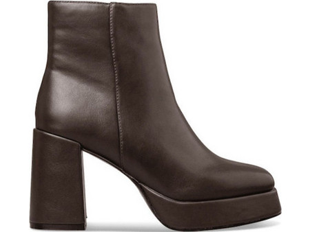 Envie Shoes Γυναικεία Μποτάκια Αστραγάλου Δερμάτινα Σοκολατί με Χοντρό Πολύ Ψηλό Τακούνι E45-22430-36