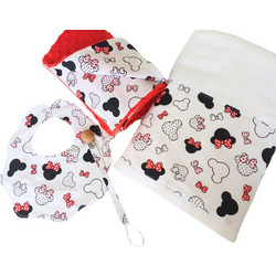 My Baby Linen Σετ Δώρου για Νεογέννητο Κορίτσι Minnie Mouse Λευκό Κόκκινο 4τμχ