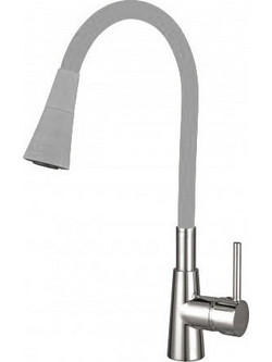 Inter Ceramic 4100001040002 Μπαταρία Κουζίνας Πάγκου Διπλής Παροχής Ανάμεικτη με Εύκαμπτο Ρουξούνι Γκρι