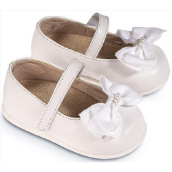 Babywalker Βαπτιστικές Μπαλαρίνες Αγκαλιάς για Κορίτσι Δερμάτινες Εκρού PRI2625