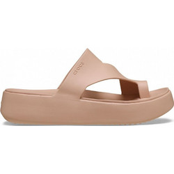 Crocs Toe Loop Γυναικείες Σαγιονάρες Flatforms Ανατομικές Αντιολισθητικές Nude 210834-7AF