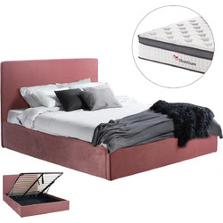 HomeMarkt Allie Κρεβάτι Υπέρδιπλο Υφασμάτινο με Αποθηκευτικό Χώρο Στρώμα & Μηχανισμό Ανύψωσης 160x200cm HM10805.12