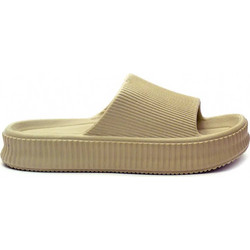 Mitsuko Γυναικείες Παντόφλες Καλοκαιρινές Flatforms Μπεζ SA66435W