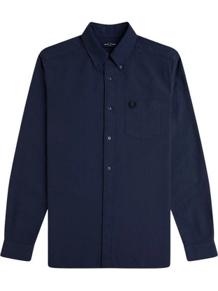 Fred Perry Ανδρικό Πουκάμισο Βαμβακερό Μακρυμάνικο Κανονική Γραμμή Navy Μπλε M5516-738
