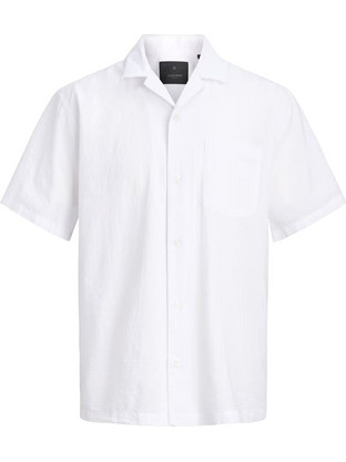 Jack & Jones Ανδρικό Πουκάμισο Βαμβακερό Κοντομάνικο Κανονική Γραμμή Λευκό 1229581511