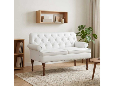 vidaXL Διθέσιος Καναπές Δερματίνη Λευκός 120x65x77cm 42041863