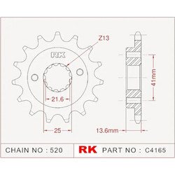 RK Γρανάζι Κίνησης Μπροστά 17T 512 για Kawasaki KLE 500 '97-'07 / ER-5 '97-'06