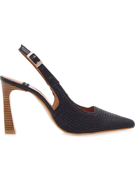 Angel Alarcon Γόβες Slingback Δερμάτινες με Λεπτό Ψηλό Τακούνι Μαύρες U450A0305-66G