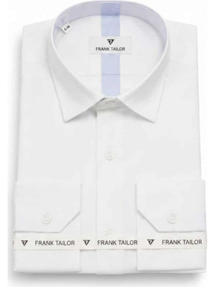 Frank Tailor Ανδρικό Πουκάμισο Βαμβακερό Μακρυμάνικο Κανονική Γραμμή Λευκό FTCS4-WH
