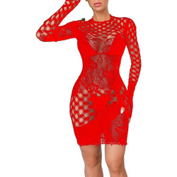 Kinksters Sexy Φόρεμα Διχτυωτό με Δαντέλα Κόκκινο 692804826249