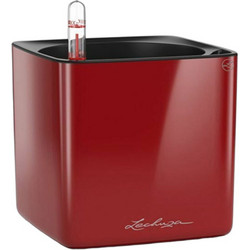 Lechuza Cube Glossy 16 Αυτοποτιζόμενη Γλάστρα Εσωτερικού Χώρου Τετράγωνη Πλαστική Κόκκινη 17x17x16cm 13522