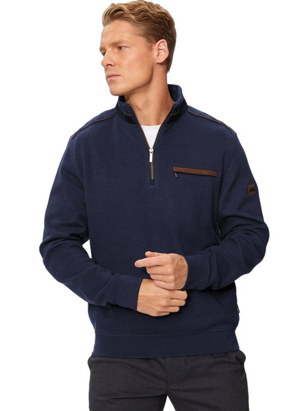 Bugatti Ανδρικό Πουλόβερ με Φερμουάρ Navy Μπλε 850065050B-390