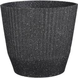 Supergreens Terazzo Γλάστρα Στρογγυλή Πλαστική Μαύρη 37x33.5cm 9160-8
