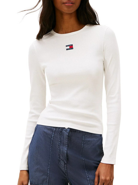 Tommy Jeans Γυναικείο Χειμερινό Top Ριπ Λευκό DW0DW20178-YBL