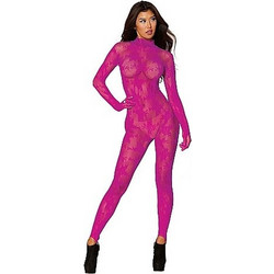 Leg Avenue Ολόσωμο Καλσόν See Through με Δαντέλα Φούξια 888368333011