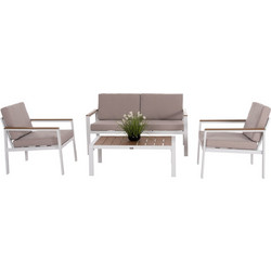HomeMarkt Safin Σετ Σαλόνι Κήπου Αλουμίνιο 4τμχ Μπεζ Γκρι HM6278.01