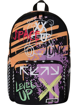 Space Junk Orange Graffiti Σχολική Τσάντα Πλάτης Γυμνασίου - Λυκείου Πολύχρωμη SJS243