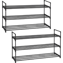 Songmics Παπουτσοθήκη Μεταλλική Μαύρη M92xΠ30xΥ54cm LSA06BKV1