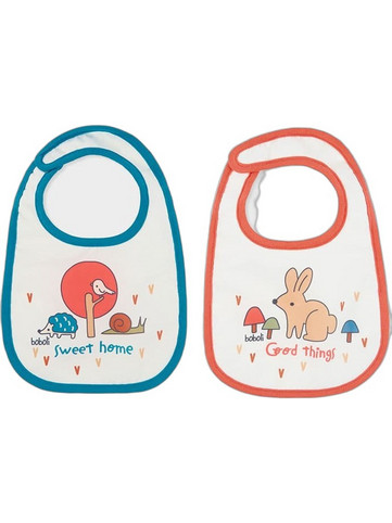 Boboli Bunny & Bird Σετ Σαλιάρες Υφασμάτινες με Αυτοκόλλητο Μπλε 2τμχ