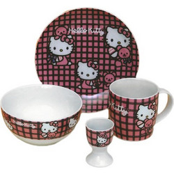 Karvounis Bros Παιδικό Σετ Φαγητού Πορσελάνης Hello Kitty Ροζ 4τμχ