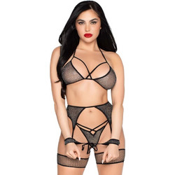 Leg Avenue Σετ Sexy Εσώρουχα See Through Μαύρα D-244735