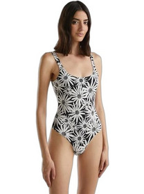 Benetton Ολόσωμο Μαγιό Floral Μαύρο Λευκό 3UYK5I01A75Q