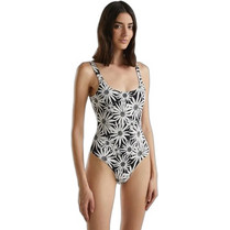 Benetton Ολόσωμο Μαγιό Floral Μαύρο Λευκό 3UYK5I01A75Q