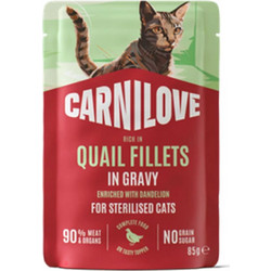 Carnilove Adult Sterilised Grain Free with Quail & Dandelion in Gravy 85gr