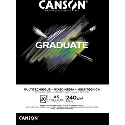 Canson Graduate Μπλοκ Σχεδίου A5 Mixed Media 240gr/m² 20 Μαύρα Φύλλα