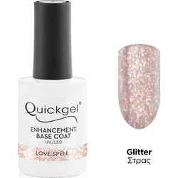 Quickgel Love Spell Base Coat Glitter Ημιμόνιμο Βερνίκι Νυχιών 15ml