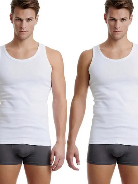 Sloggi Αμάνικα Ανδρικά Φανελάκια Σετ 2Pack Λευκά 10099477-0003