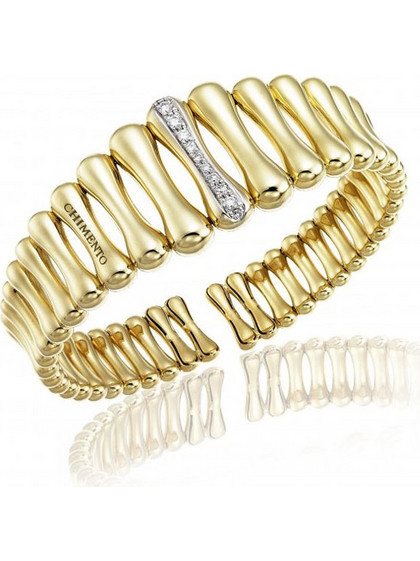 Chimento Bamboo Γυναικείο Βραχιόλι Βέργα από Xρυσό 18K με Διαμάντι 1B05894B12