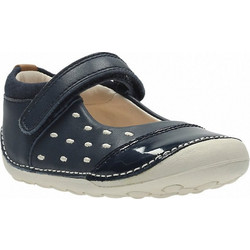 Clarks Little Lou Παιδικές Μπαλαρίνες Δερμάτινες Ανατομικές με Σκρατς Navy Μπλε 26127404