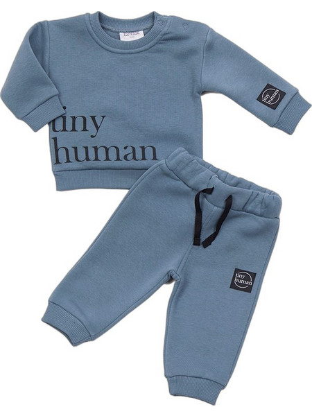 TraX Tiny Human Βρεφικό Σετ Φόρμας για Αγόρι Χειμωνιάτικο Πετρόλ 48574