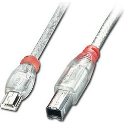 Lindy 31629 Καλώδιο Braided USB-A Mini Male 2.0 to USB-B Male 2m Transparent