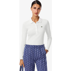 Lacoste Γυναικεία Μπλούζα Polo Μακρυμάνικη Λευκή 3DF5281