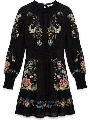 Farm Rio Mini Βραδινό Φόρεμα Floral Μεταξωτό Μαύρο 369060-26115