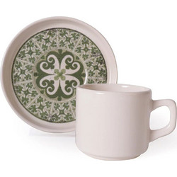 Hermia Multi Σετ Φλιτζάνια Κεραμικά Μπεζ Πράσινα 184ml 4τμχ 275KRM2559