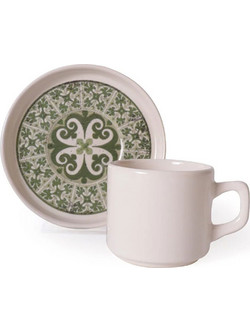 Hermia Multi Σετ Φλιτζάνια Κεραμικά Μπεζ Πράσινα 184ml 4τμχ 275KRM2559