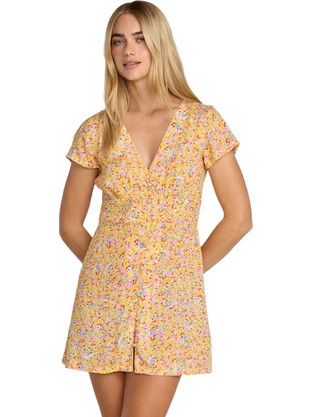 RVCA Mini Καλοκαιρινό Καθημερινό Φόρεμα Floral Μεταξωτό Κίτρινο 23B131608-MUL
