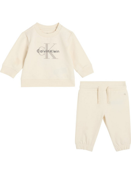 Calvin Klein Βρεφικό Σετ Φόρμας για Κορίτσι Χειμωνιάτικο Μπεζ LV1CKTJI13-YAS
