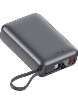 Swissten Power Bank 20000mAh 45W με Ενσωματωμένο Καλώδιο USB-C Silver