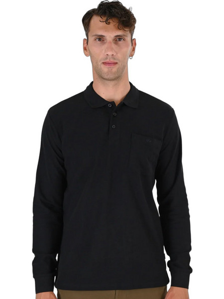 Double Ανδρική Μπλούζα Polo Μακρυμάνικη Μαύρη 262PS-3100