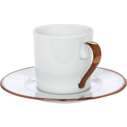 Cryspo Trio Elegant Φλιτζάνι Espresso & Ελληνικού Καφέ Πορσελάνης Λευκό Ροζ Χρυσό 110ml 24.011.17