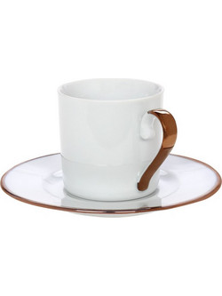 Cryspo Trio Elegant Φλιτζάνι Espresso & Ελληνικού Καφέ Πορσελάνης Λευκό Ροζ Χρυσό 110ml 24.011.17