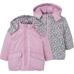 Boboli Παιδικό Μπουφάν Χειμωνιάτικο Puffer Ροζ Γκρι 344191-3970